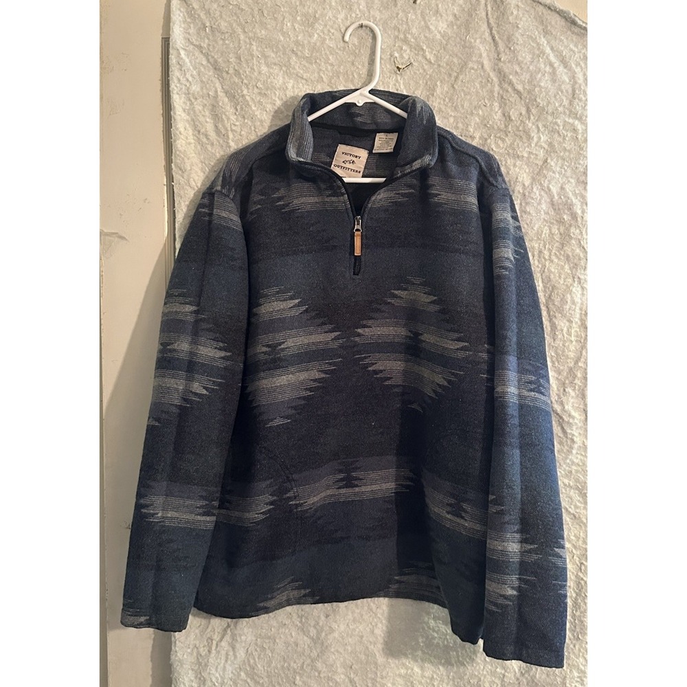 Victory Outfitters Pullover Mens L Wool Blend Aztec Print Quarter Zip Sweater